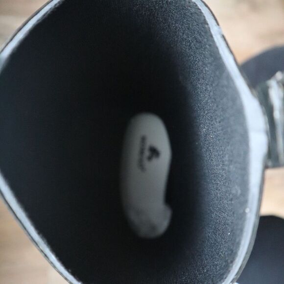 Nomad Women's Sz 6 Black/Tan Animal Print Yippy Pointy Toe Rubber Rain Boots - Picture 4 of 8